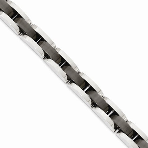 Stainless Steel Brushed & Black-Plated Bracelet