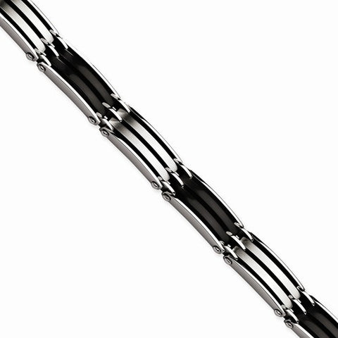 Stainless Steel Polished & Black-Plated Bracelet