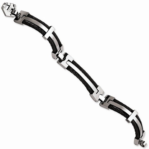 Stainless Steel Black Ip-Plated Wire Bracelet