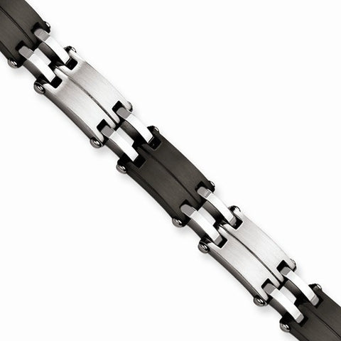 Stainless Steel Brushed & Polished Black Ip-Plated Bracelet