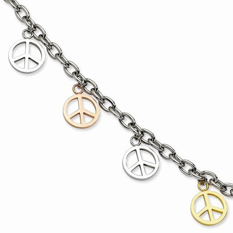 Stainless Steel Multicolor Plated Peace Sign Charm