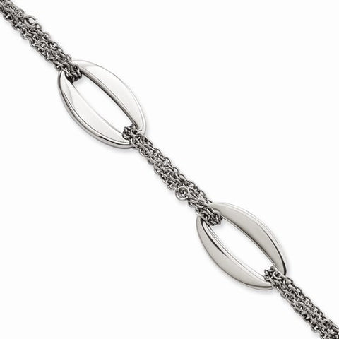 Stainless Steel Polished Ovals Bracelet