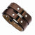 Stainless Steel Brown Leather with Metal Accents Bracelet