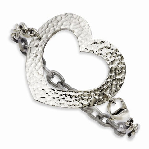 Stainless Steel Textured Heart Bracelet