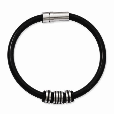 Stainless Steel Black Rubber Bracelet