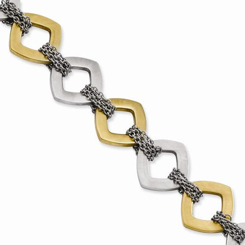 Stainless Steel Yellow Ip Plated & Brushed Bracelet