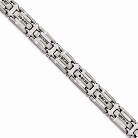 Stainless Steel Black Diamonds Polished Bracelet