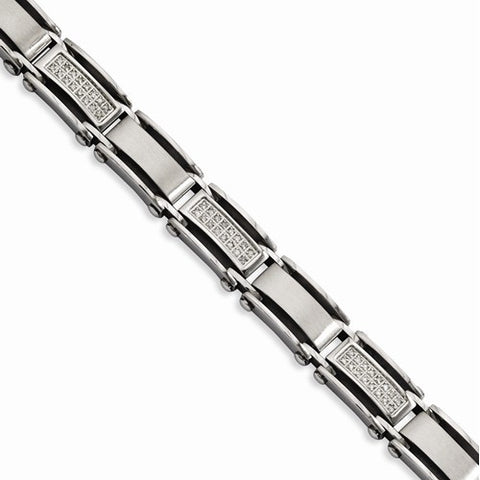 Stainless Steel Double Row Diamonds Bracelet