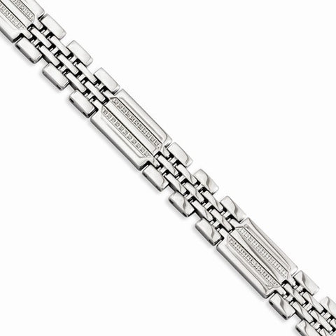 Stainless Steel Polished with Diamonds Fancy Bracelet