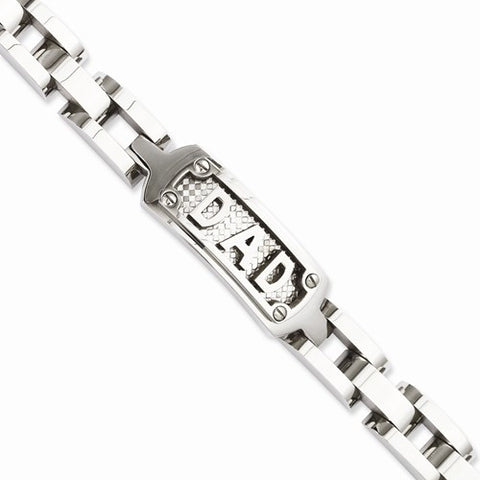 Stainless Steel Polished & Textured Dad Bracelet