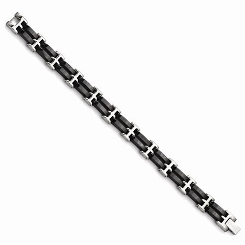 Stainless Steel & Black Ceramic Bracelet