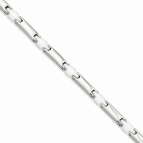 Stainless Steel & White Ceramic Bracelet