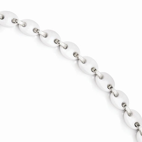 Stainless Steel & White Ceramic Bracelet