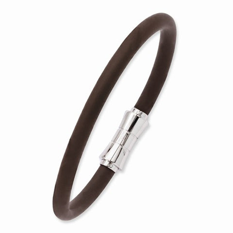 Stainless Steel Brown Rubber Bracelet