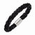 Stainless Steel Black Leather Bracelet