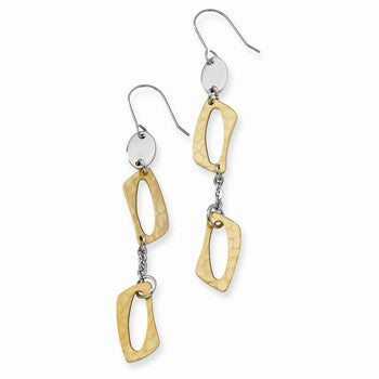 Stainle Steel Yellow IP-plated Square Link Earrings