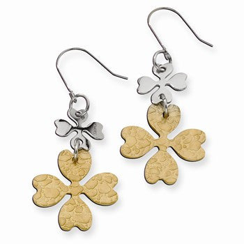 Stainle Steel Yellow IP-plated Flower Link Earrings