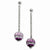 Stainle Steel Purple Diamond-cut Beads Post Dangle Earrings