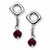 Stainle Steel Garnet Swarovski Elements Post Dangle Earrings