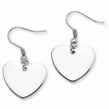 Stainle Steel Polished Heart Dangle Earrings