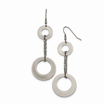 Stainle Steel Polished Circles Dangle Earrings