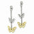 Stainle Steel Yellow IP-plated Butterfly w/CZ Post Earrings