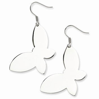 Stainle Steel Polished Butterfly Dangle Earrings