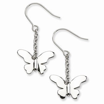 Stainle Steel Polished Butterfly Dangle Earrings