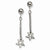 Stainle Steel Polished Star w/ CZs Post Dangle Earrings