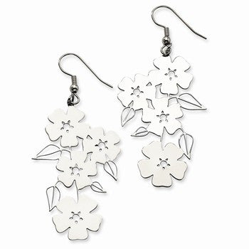 Stainle Steel Flower Leaf Wire Earrings