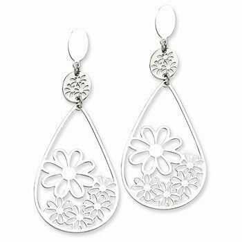 Stainle Steel Flower Teardrop Earrings