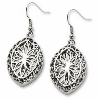 Stainle Steel Fancy Oval Dangle Earrings