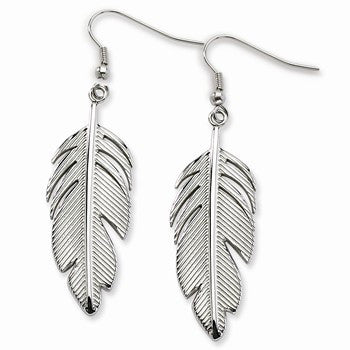 Stainle Steel Leaf Dangle Earrings