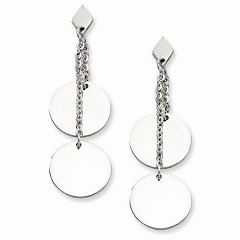 Stainle Steel Polished Circles Post Dangle Earrings