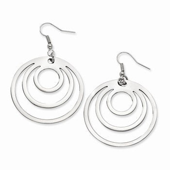 Stainle Steel Polished Circle Dangle Earrings