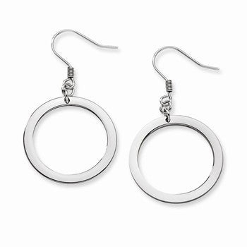 Stainle Steel Polished Circle Dangle Earrings