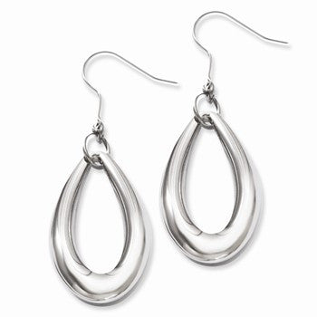 Stainle Steel Polished Teardrop Dangle Earrings