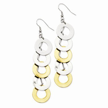 Stainle Steel Yellow IP-plated Polished Circle Dangle Earrings