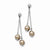 Stainle Steel Champagne Simulated Pearl Post Dangle Earrings