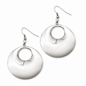 Stainle Steel Polished Hollow Circle Dangle Earrings