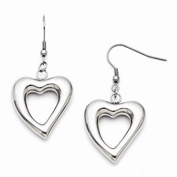 Stainle Steel Polished Hearts Dangle Earrings