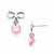 Stainle Steel Bow with Pink CZ Polished Post Earrings