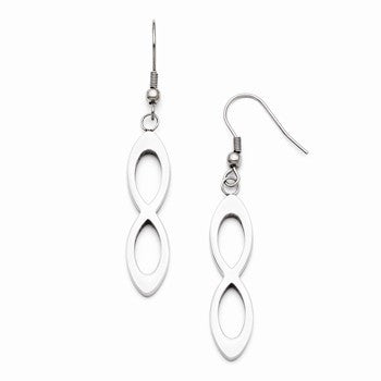 Stainle Steel Polished Shepherd Hook Dangle Infinity Earrings