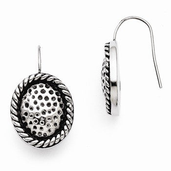 Stainle Steel Antiqued Oval Shepherd Hook Earrings