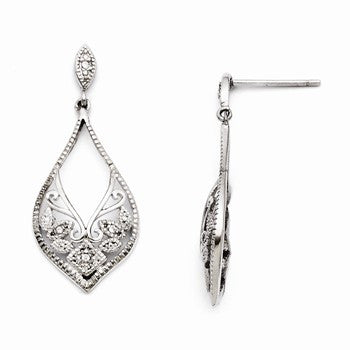 Stainle Steel CZ Shepherd Hook Dangle Earrings