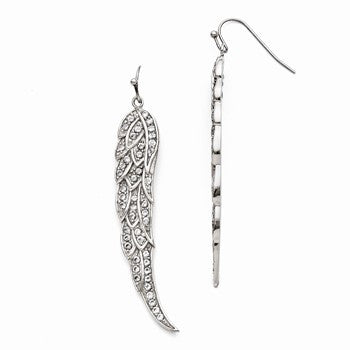 Stainle Steel CZ Shepherd Hook Dangle Earrings