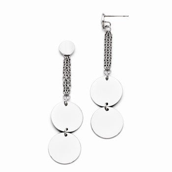 Stainle Steel Polished Post Dangle Circle Earrings