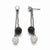 Stainle Steel Polished Black & White Crystal Post Dangle Earrings