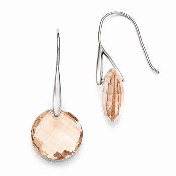 Stainle Steel Polished Champagne Glass Shepherd Hook Earrings