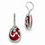 Stainle Steel Polished Red Glass & Crystal Lever back Earrings